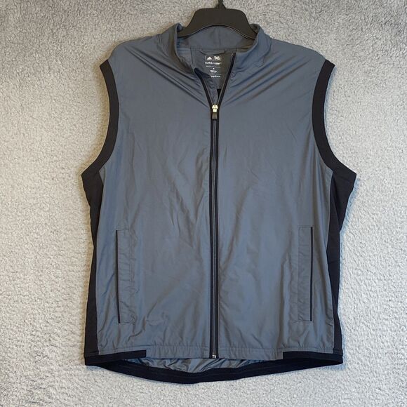 Adidas Climaproof Men’s Full Zip Golf Vest Grey/Black Jacket Pockets Sz Medium - Picture 1 of 10